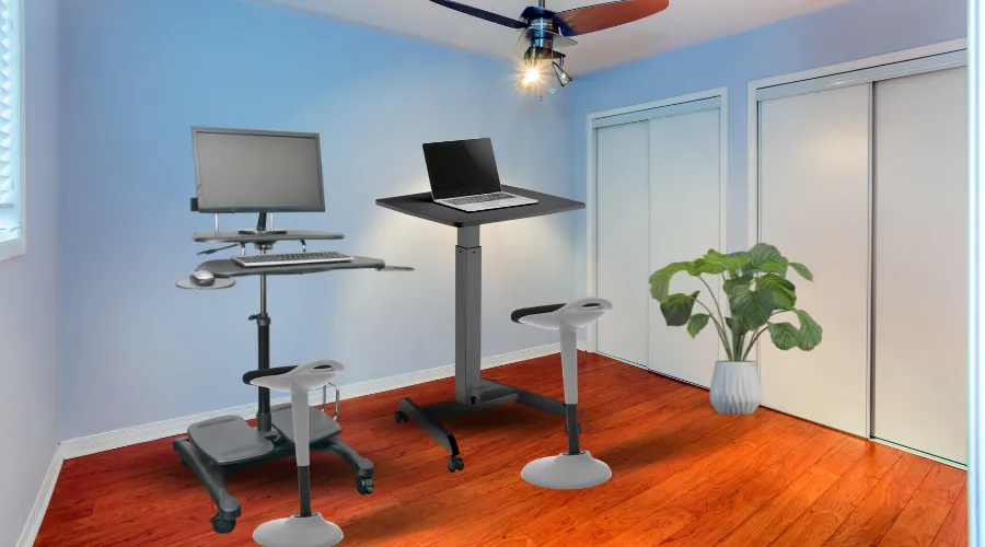 Mobile Office Desks - Kantek-Mobile-Height-Adjustable-Sit-to-Stand-Desk
