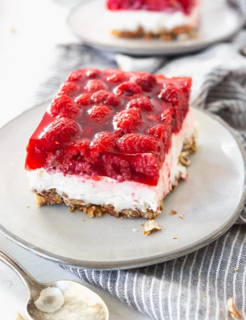 Raspberry Pretzel Jello Salad image